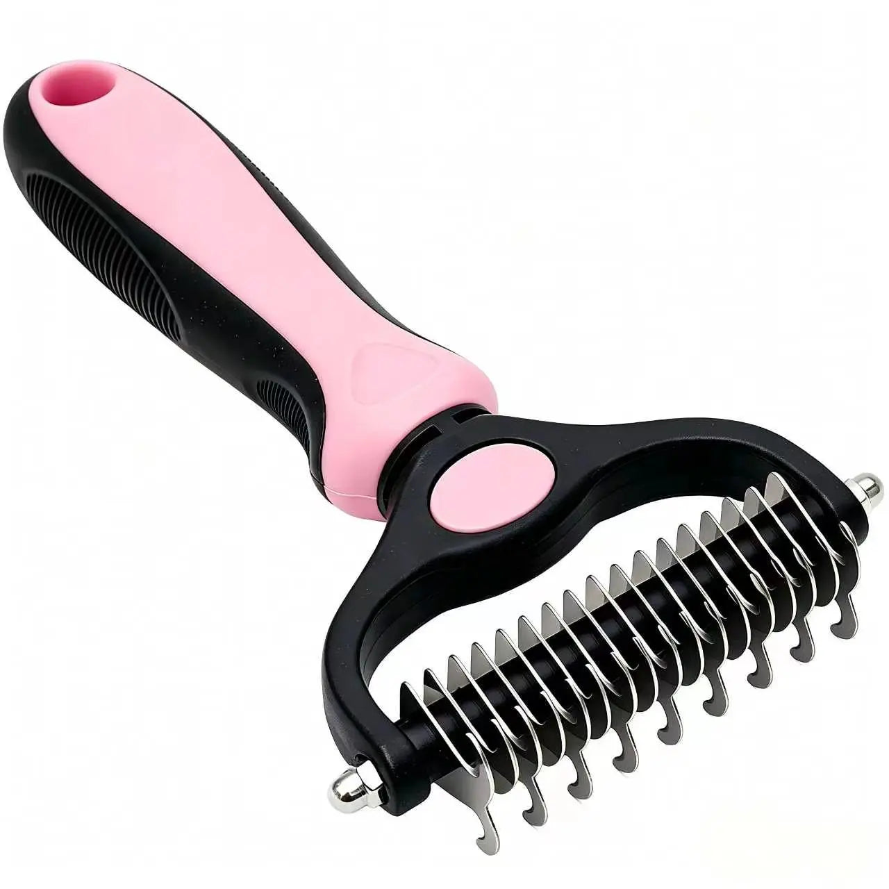 Pet Detangling Comb and Double-Sided Grooming Brush for Dogs and Cats with One-Click Clean Undercoat Rake for Shedding Mats
