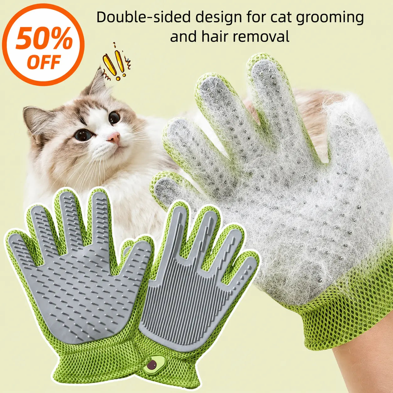 Professional Pet Grooming Glove for Cats and Dogs - Soft Silicone Brush for Daily Grooming and Deshedding, Effectively Removes Loose Fur and Dirt While Providing a Relaxing Massage for Enhanced Pet Well-being and a Cleaner Home