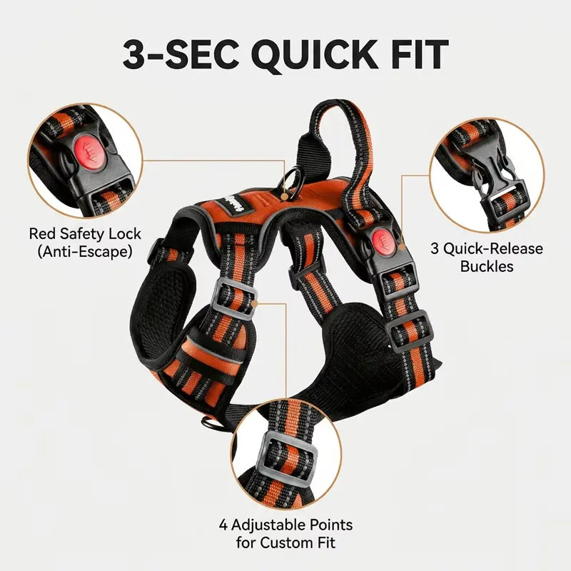 Premium Adjustable Dog Vest Harness and Leash Set for Medium to Large Dogs - Quick Fit, Escape-Proof Design with Padded Comfort Neck Plate and Plush Corduroy Fabric
