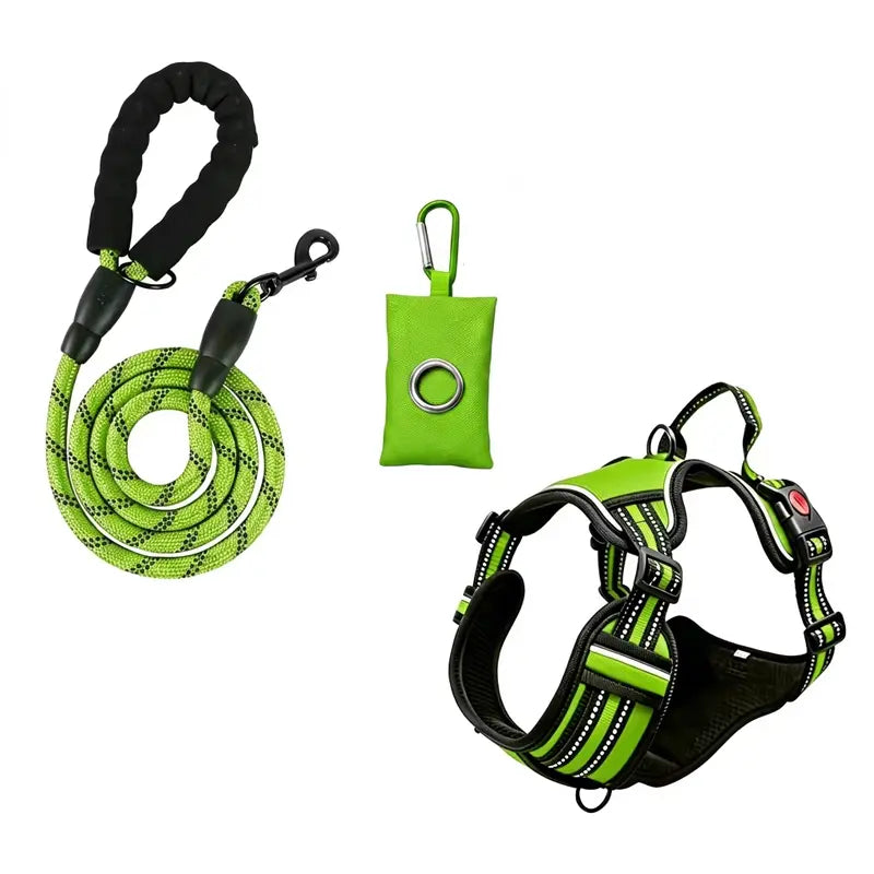 Premium Adjustable Dog Vest Harness and Leash Set for Medium to Large Dogs - Quick Fit, Escape-Proof Design with Padded Comfort Neck Plate and Plush Corduroy Fabric