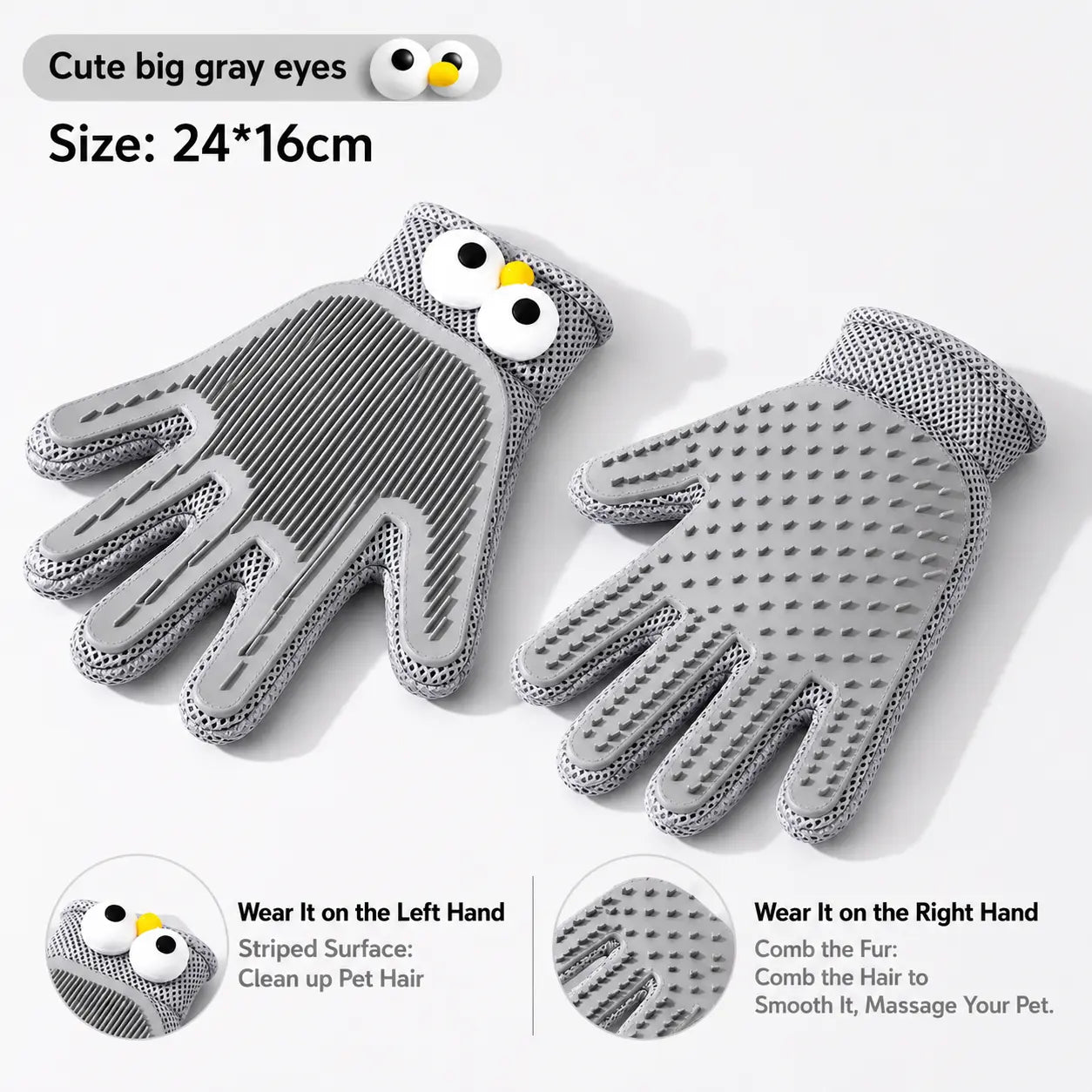Professional Pet Grooming Glove for Cats and Dogs - Soft Silicone Brush for Daily Grooming and Deshedding, Effectively Removes Loose Fur and Dirt While Providing a Relaxing Massage for Enhanced Pet Well-being and a Cleaner Home