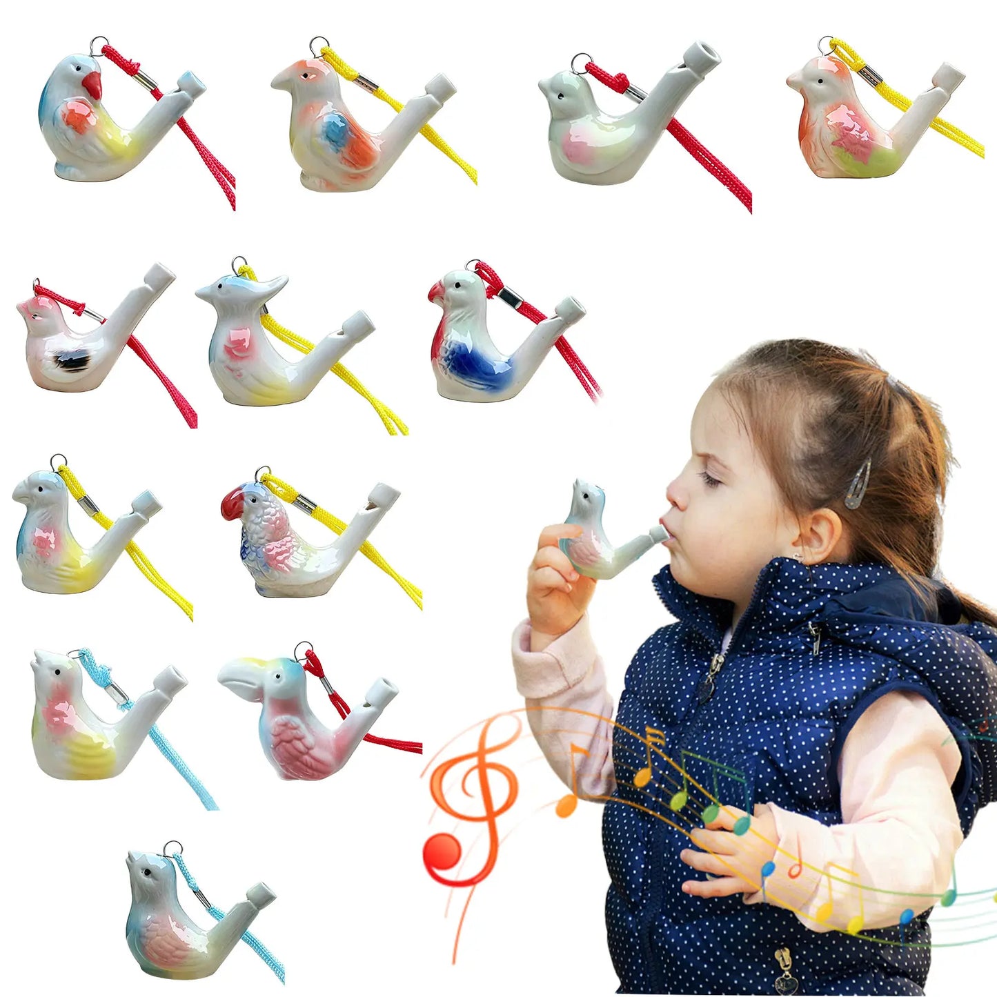 12 Ceramic Bird Whistles for Water Play and Bathing Fun - Ideal Birthday and Easter Gifts