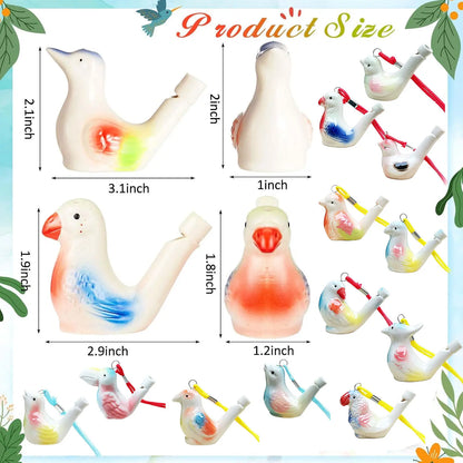 12 Ceramic Bird Whistles for Water Play and Bathing Fun - Ideal Birthday and Easter Gifts