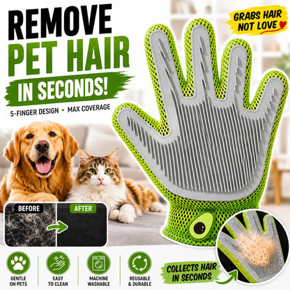 Professional Pet Grooming Glove for Cats and Dogs - Soft Silicone Brush for Daily Grooming and Deshedding, Effectively Removes Loose Fur and Dirt While Providing a Relaxing Massage for Enhanced Pet Well-being and a Cleaner Home