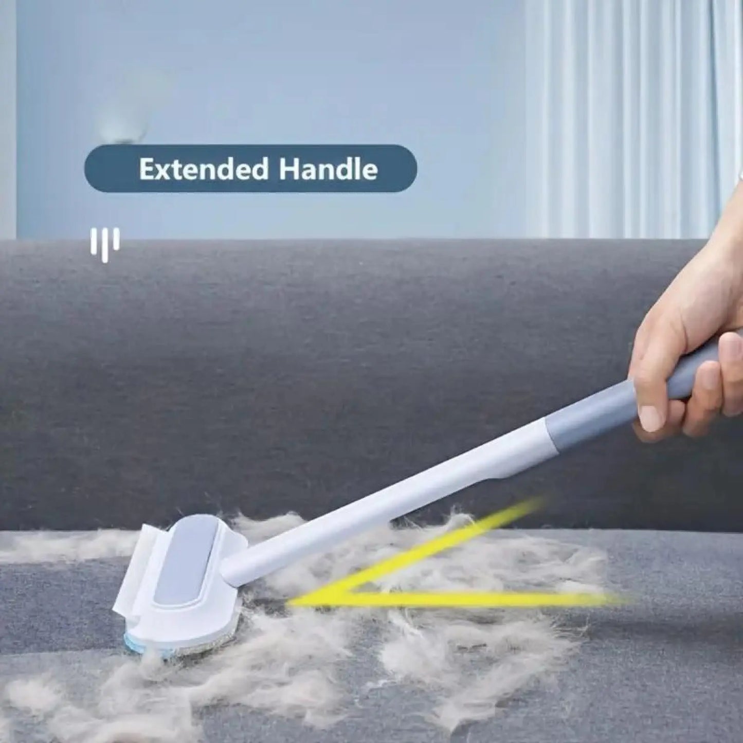 Pet Hair Remover Brush with Extra-Long Handle – Reusable, Washable Lint Cleaner for Cat Dog Hair on Furniture, Carpets, and Bedding.