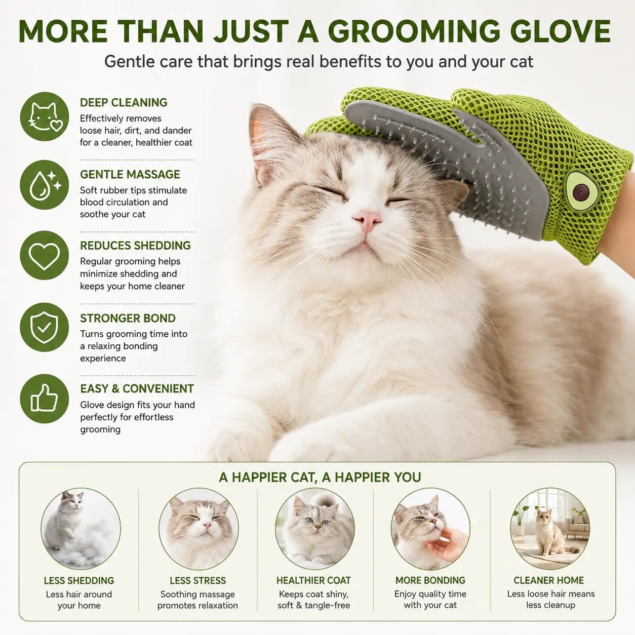 Professional Pet Grooming Glove for Cats and Dogs - Soft Silicone Brush for Daily Grooming and Deshedding, Effectively Removes Loose Fur and Dirt While Providing a Relaxing Massage for Enhanced Pet Well-being and a Cleaner Home