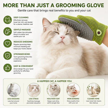 Professional Pet Grooming Glove for Cats and Dogs - Soft Silicone Brush for Daily Grooming and Deshedding, Effectively Removes Loose Fur and Dirt While Providing a Relaxing Massage for Enhanced Pet Well-being and a Cleaner Home