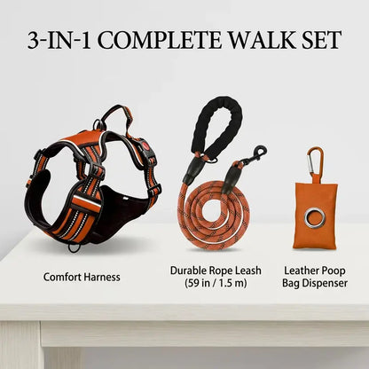 Premium Adjustable Dog Vest Harness and Leash Set for Medium to Large Dogs - Quick Fit, Escape-Proof Design with Padded Comfort Neck Plate and Plush Corduroy Fabric