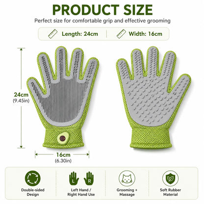Professional Pet Grooming Glove for Cats and Dogs - Soft Silicone Brush for Daily Grooming and Deshedding, Effectively Removes Loose Fur and Dirt While Providing a Relaxing Massage for Enhanced Pet Well-being and a Cleaner Home